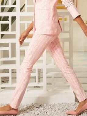 NWT J. McLaughlin Masie Gingham Pink/White Pants. Size 4